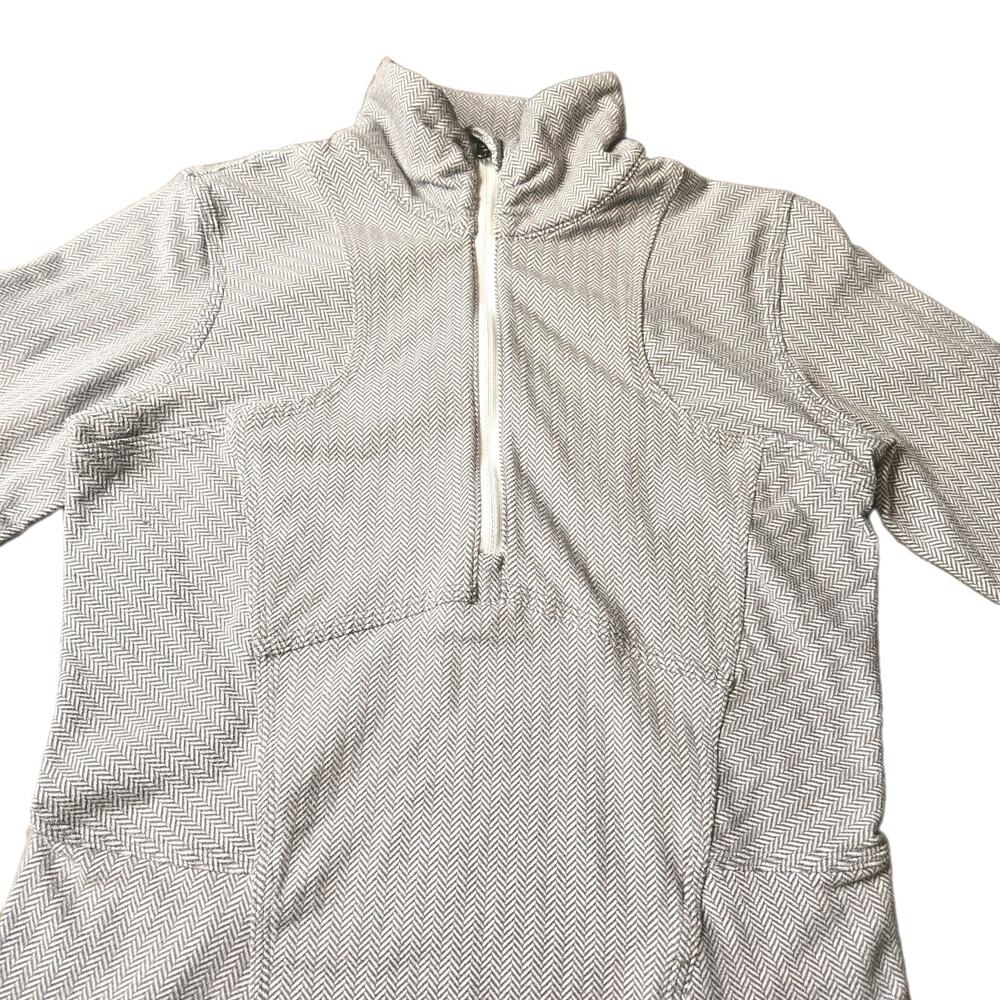 Lululemon Grey White Herringbone Kanto Catch Me Half Zip Pullover Thumbhole Sz 4 - Picture 5 of 8
